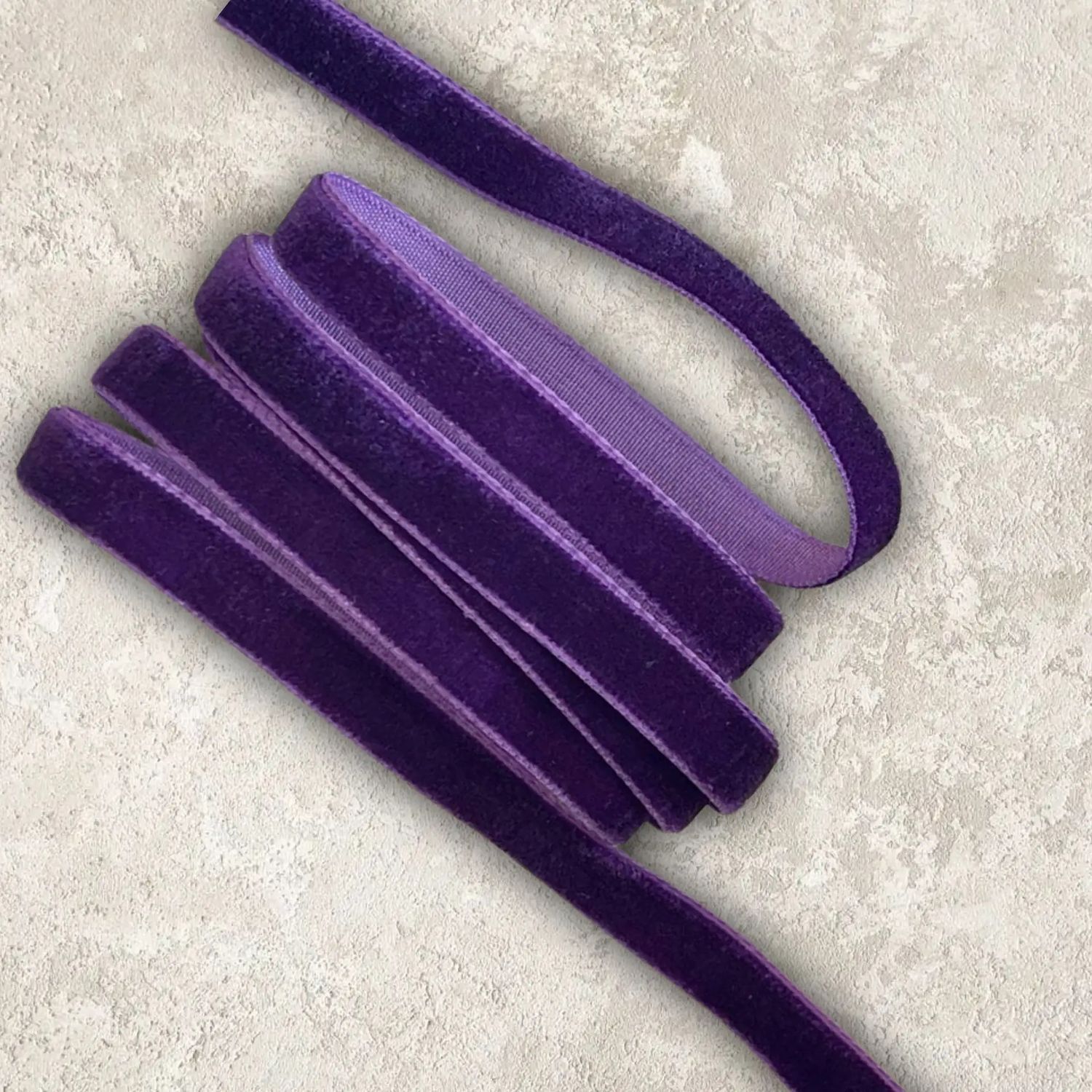 Лента бархатная 1 см  темно-сиреневый №2 (1метр)