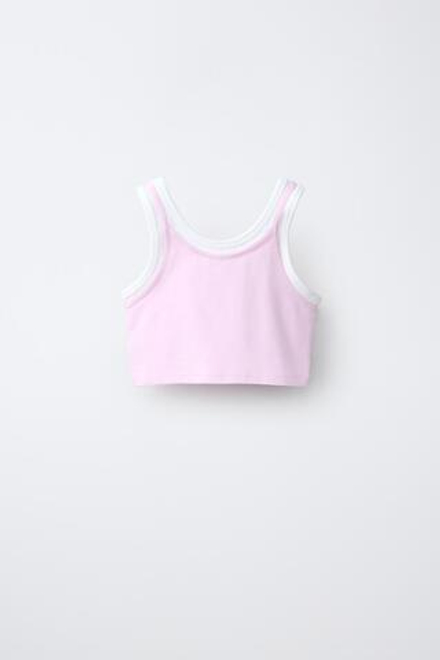 ZARA ДВУХСЛОЙНЫЙ ТОП КОНТРАСТНОГО ЦВЕТА, РОЗОВЫЙ