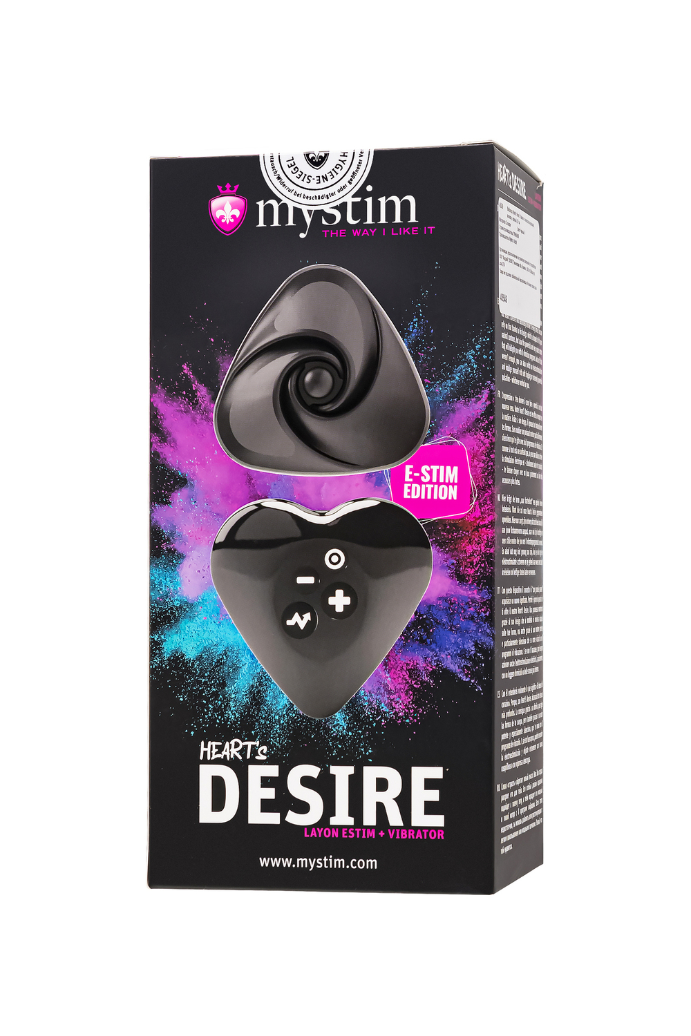 Вибратор Mystim Heart s Desire с электростимуляцией, силикон, черный, 6,7 см