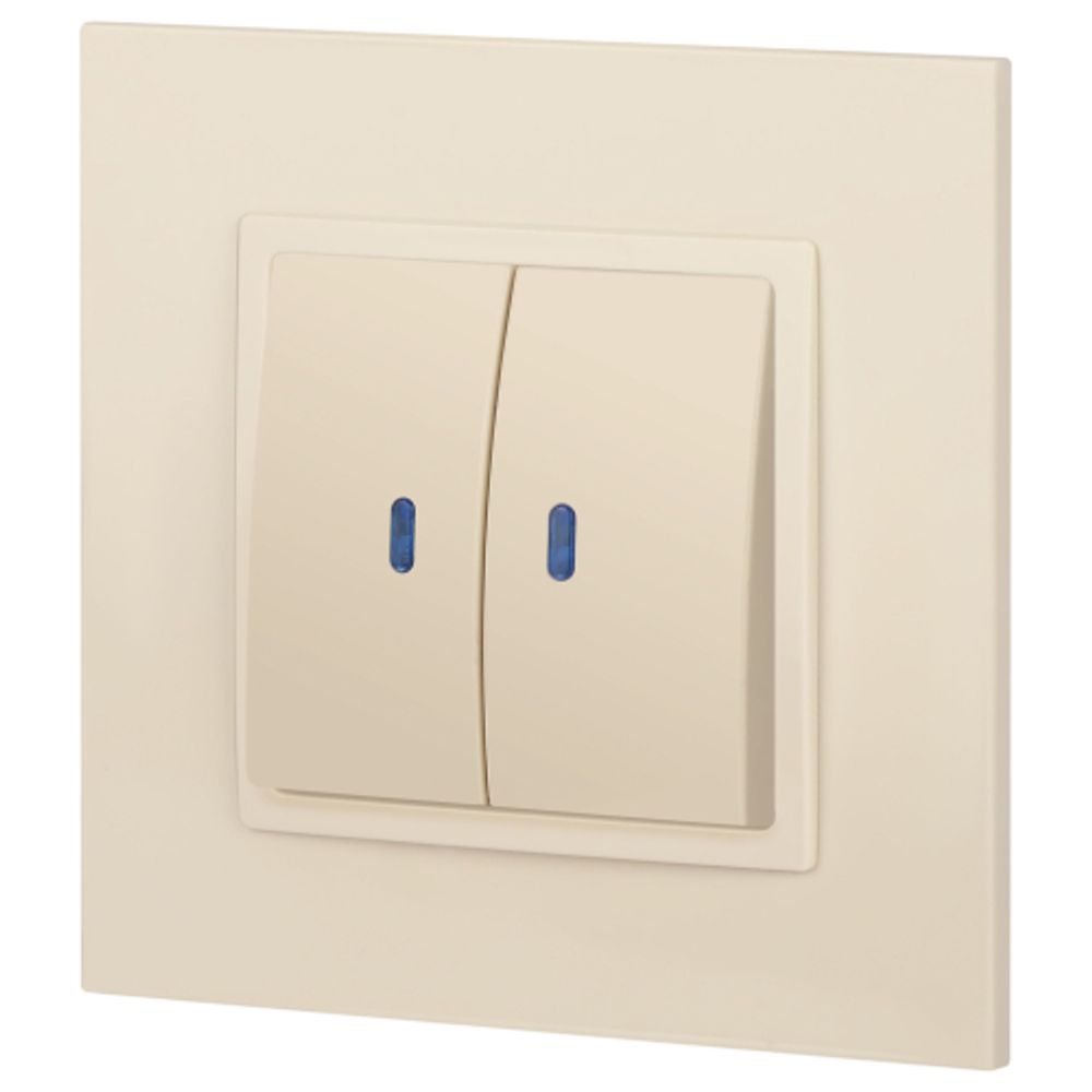 Выключатель ЭРА Elegance 14-1105-02 двойной с подсветкой 10АХ-250В IP20 слоновая кость