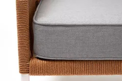 "Канны" кресло плетеное из роупа, каркас алюминий светло-серый (RAL7035) муар, роуп оранжевый меланж круглый, ткань светло-серая