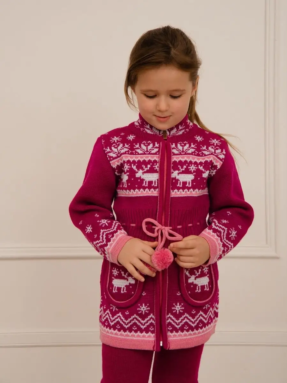 Кардиган вязаный на молнии для девочки