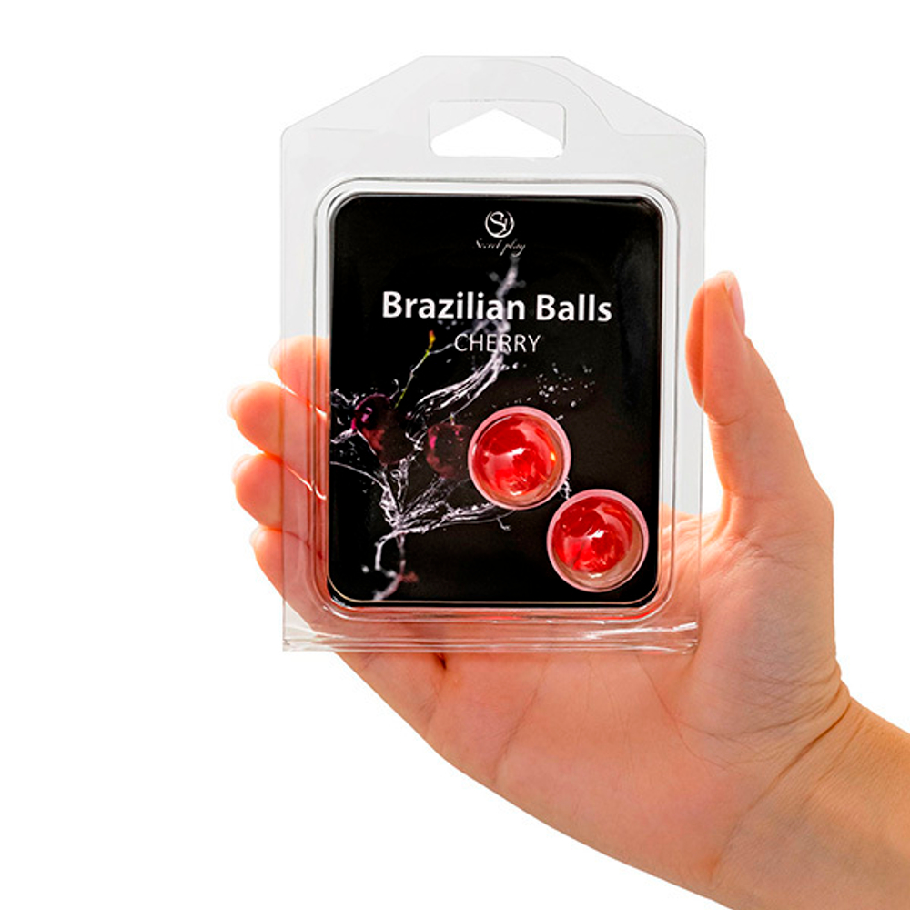 Набор из 2 шариков с массажным маслом с ароматом вишни Secret Play Brazilian Balls
