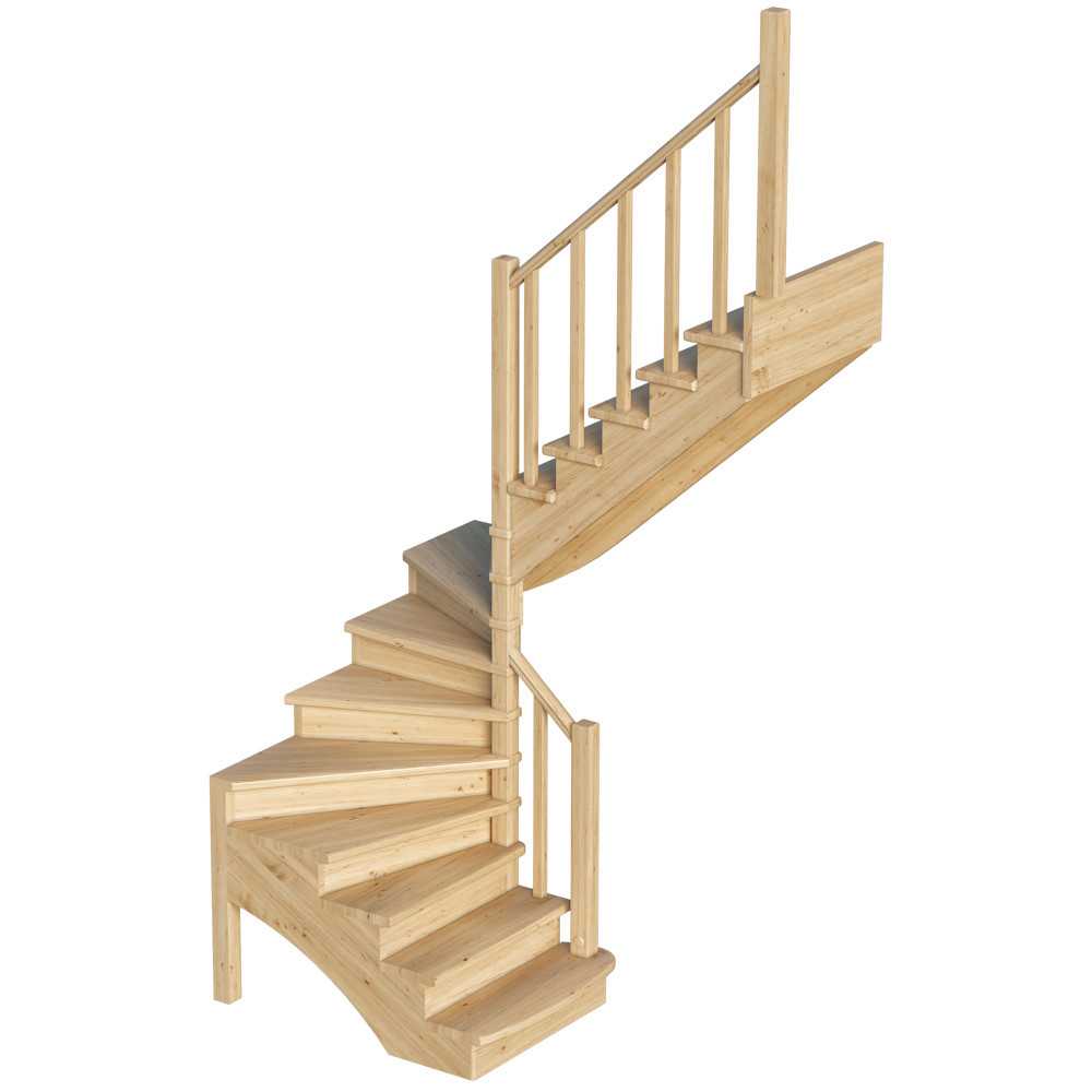 Лестница на второй этаж К-003м/4 Правая с подступенками