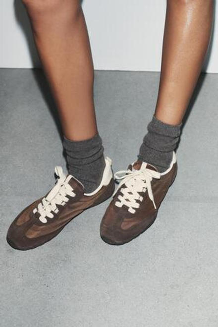 ZARA КОМБИНИРОВАННЫЕ БЕГОВЫЕ КРОССОВКИ, КОРИЧНЕВЫЙ