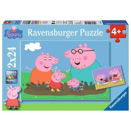 Ravensburger - Пазл Свинка Пеппа Веселье в грязи 2 х 24 детали. 090822