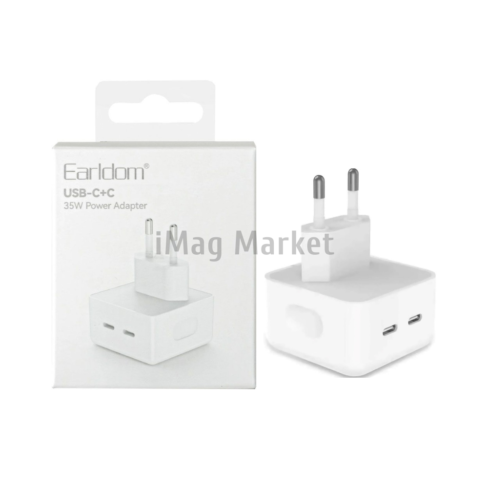 Сетевое зарядное устройство Earldom ES-EU31, 2 USB-C, 35W, 3A, белый