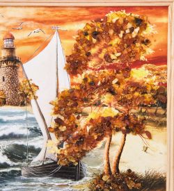 AMB-03/56 Картина «Красота природы» (с янтарной крошкой) H-32см