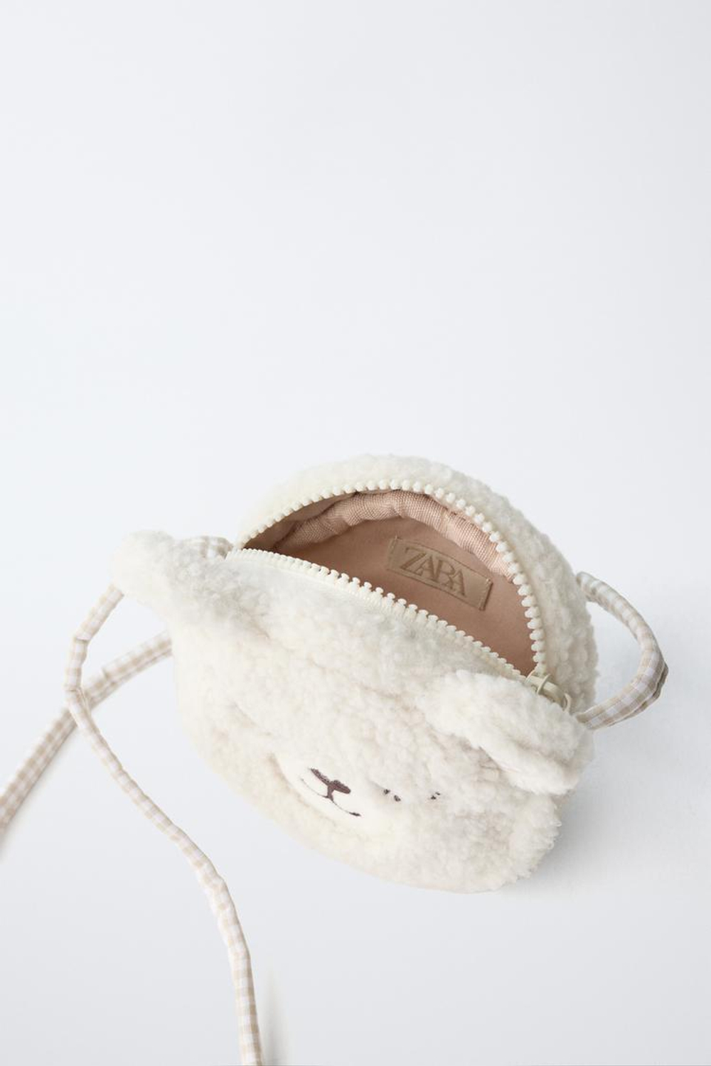 ZARA СУМКА-МЕДВЕЖОНОК ЧЕРЕЗ ПЛЕЧО, ЭКРЮ