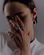 Кольцо Шары с голубым халцедоном