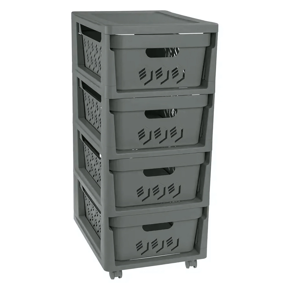 Комод на колесах deluxe, 4 ящика, 300х690 мм (серый)