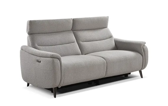 Диван c электро-реклайнером Level, 183 см, серое букле