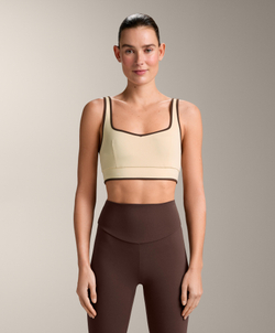 Oysho Топ Comfortlux с контрастными деталями, ванильный