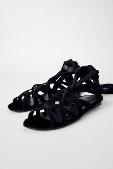 ZARA X KATE MOSS САНДАЛИИ НА ПЛОСКОЙ ПОДОШВЕ, ЧЕРНЫЙ