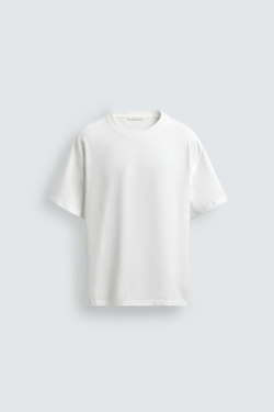 ZARA ФУТБОЛКА RELAXED FIT СО ШВАМИ, БЕЛЫЙ