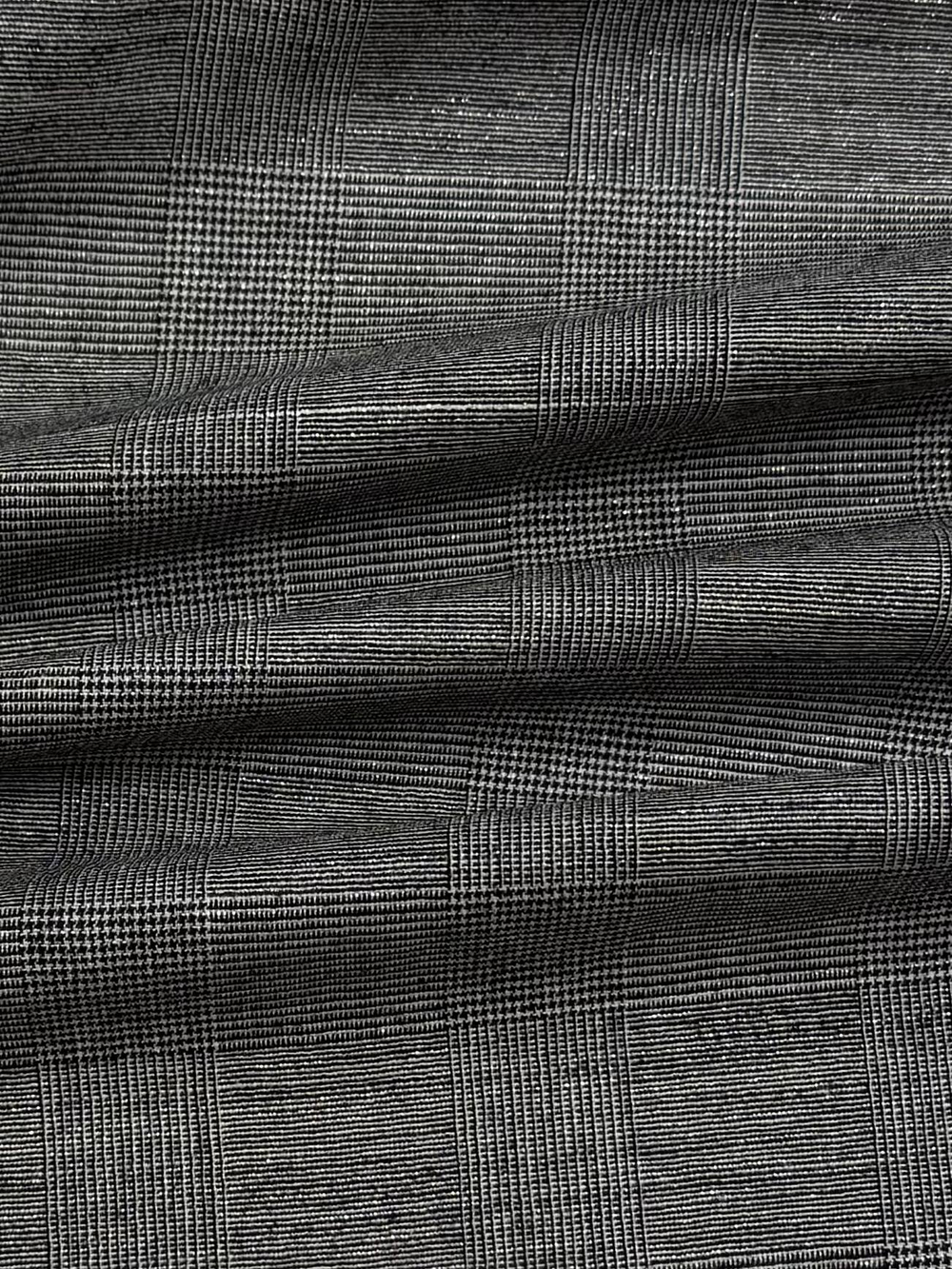 Шерсть с люрексом костюмно-плательная черно-белая клетка с пье-де-пуль
