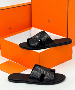 Шлепанцы Hermes Izmir из кожи крокодила