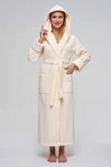 Халат махровый с капюшоном 3879 крем