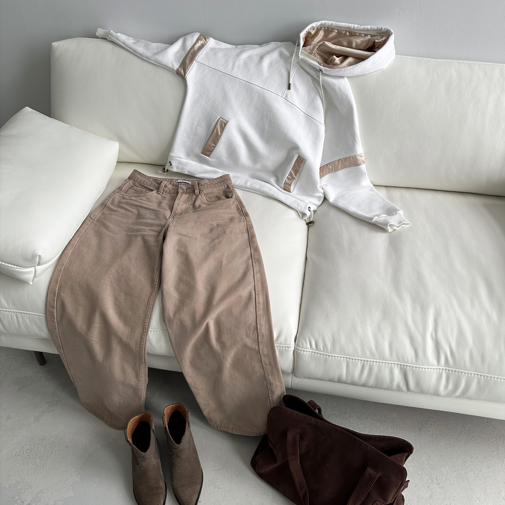 Худи OVERSIZE REGULAR из хлопка и шёлка МОЛОЧНО-БЕЛЫЙ