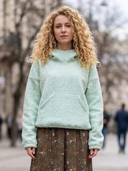 Худи -пальто /шалфей + нарукавники шалфей