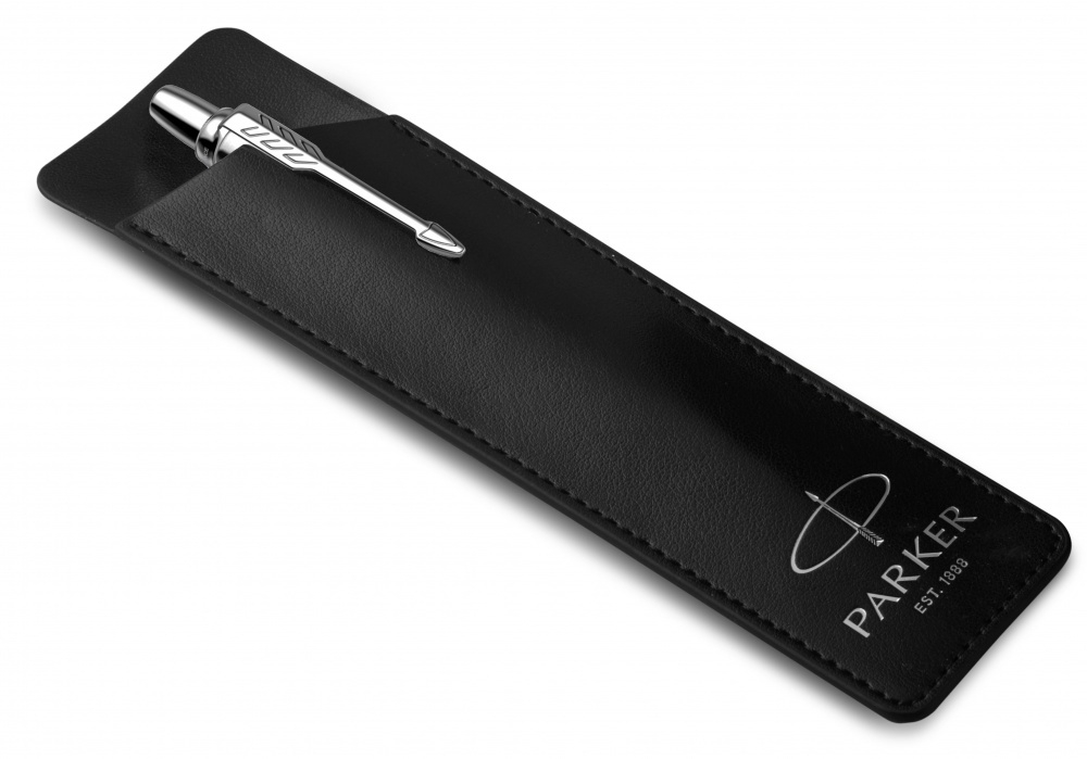 Чехол Parker из натуральной кожи, цвет матово-черный с серебряным тиснением