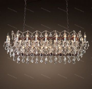 replica  19TH C. ROCOCO IRON & CLEAR CRYSTAL RECTANGULA Restoration Hardware 68290139