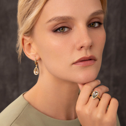 Кольцо с Аметистом и Бриллиантами, Эмаль, R0143-21/2