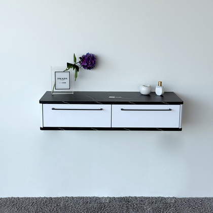 Подвесной туалетный столик консоль Royal 5210 эко (Мрамор Неро-р.черная)