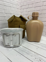 Армейская фляга с котелком / песок
