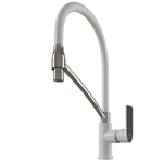 Смеситель для кухни 35k MIXLINE ML33-108 "City White" гибкий излив боковая ручка БЕЛЫЙ/ХРОМ