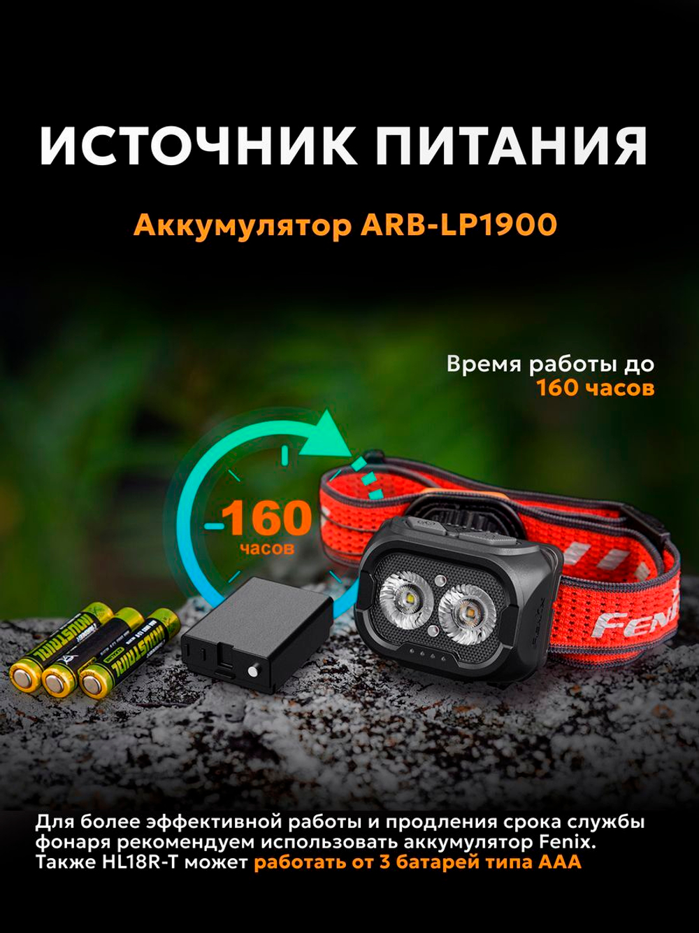 Фонарь налобный Fenix HL18R-T V2.0 черный с красным ремешком