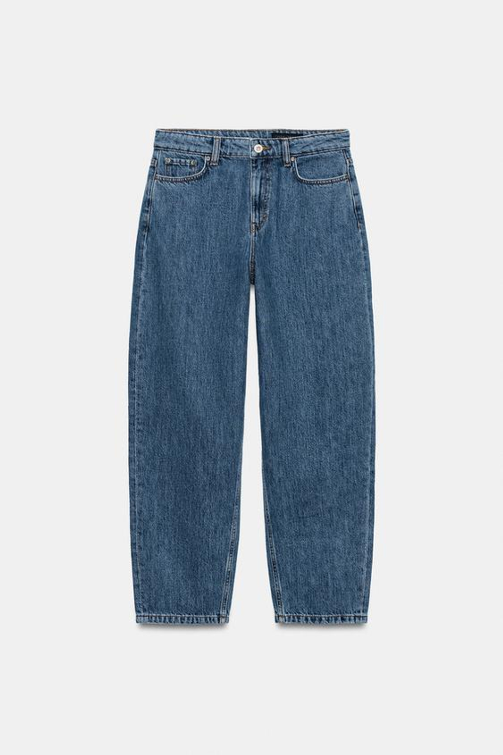 ZARA ЗАУЖЕННЫЕ ДЖИНСЫ СО СРЕДНЕЙ ПОСАДКОЙ — ZW COLLECTION, СИНИЙ