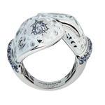 Кольцо Варежки с сапфирами и эмалью, белое золото 750, R0096-1/8