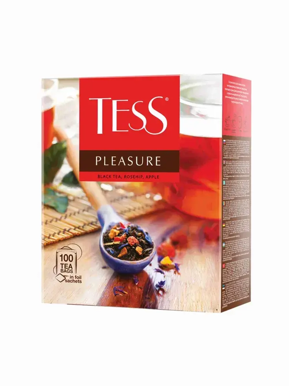Черный чай с шиповником и яблоком Pleasure в пакетиках, 100 шт