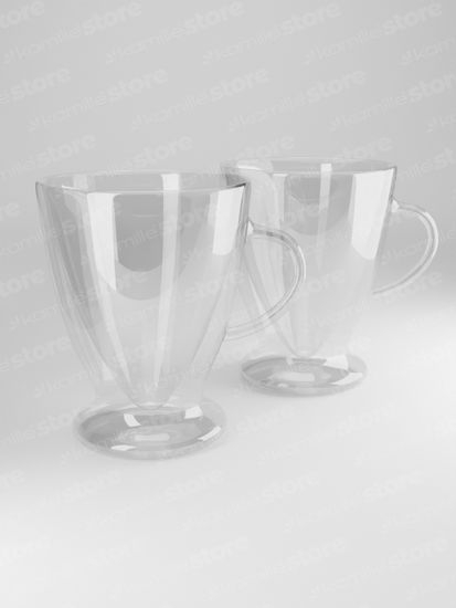 Набор стеклянных чашек 2 шт. 300 мл. Kamille KM 9005 с двойными стенками