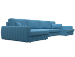 Диван П-образный Лига-057 НПБ Лонг, Амур 10 голубой, Рогожка, 129324