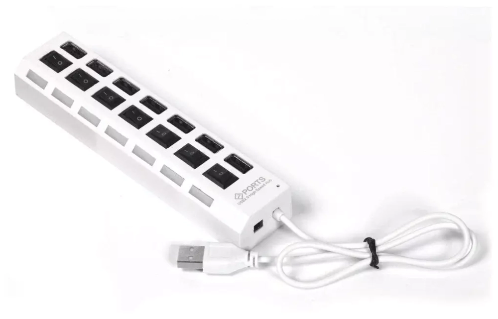 USB-Концентратор 7-USB-порта Smartbuy SBHA-7207-W с выключателем белый