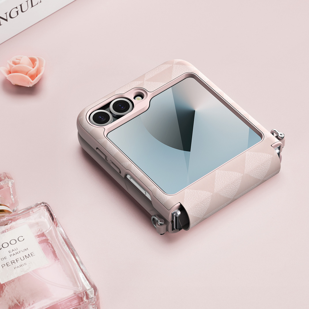 Складной чехол-книжка розового цвета от Dux Ducis для Samsung Z Flip 6, серия Fitt Series Case