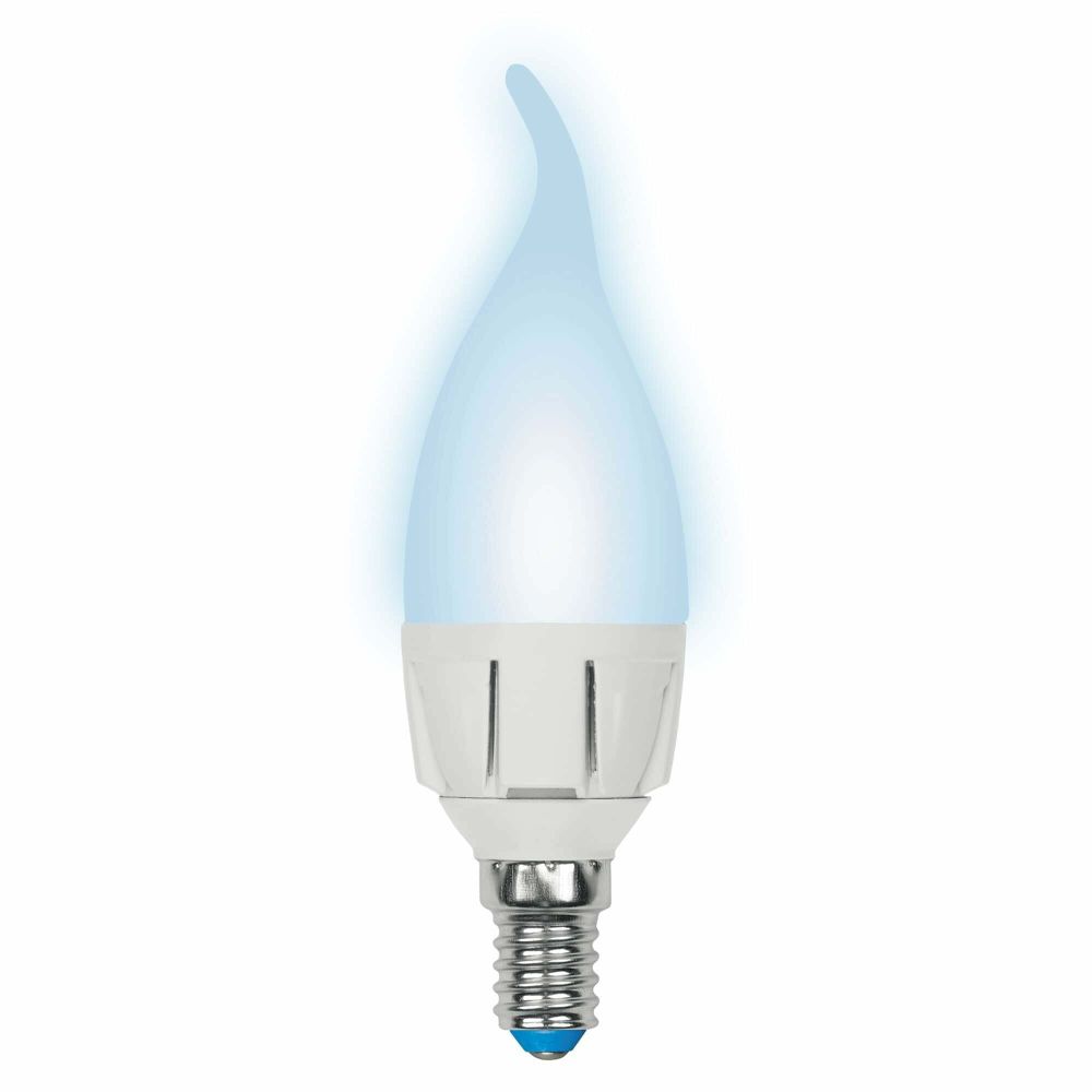 LED-CW37-6W/NW/E14/FR/DIM PLP01WH Лампа светодиодная диммируемая. Форма свеча на ветру, матовая. Серия Palazzo. Белый свет. Картон. ТМ Uniel.