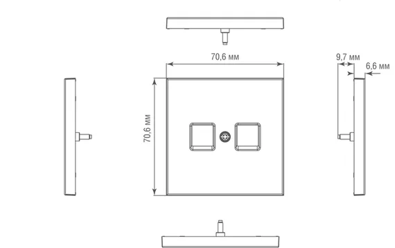 Donel R98 METAL благородная сталь Накладка для розетки RJ45, 2-я, серия DA