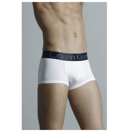 Мужские трусы боксеры белые с черной резинкой и синими буквами Calvin Klein Black Waistband Boxer White CK02221