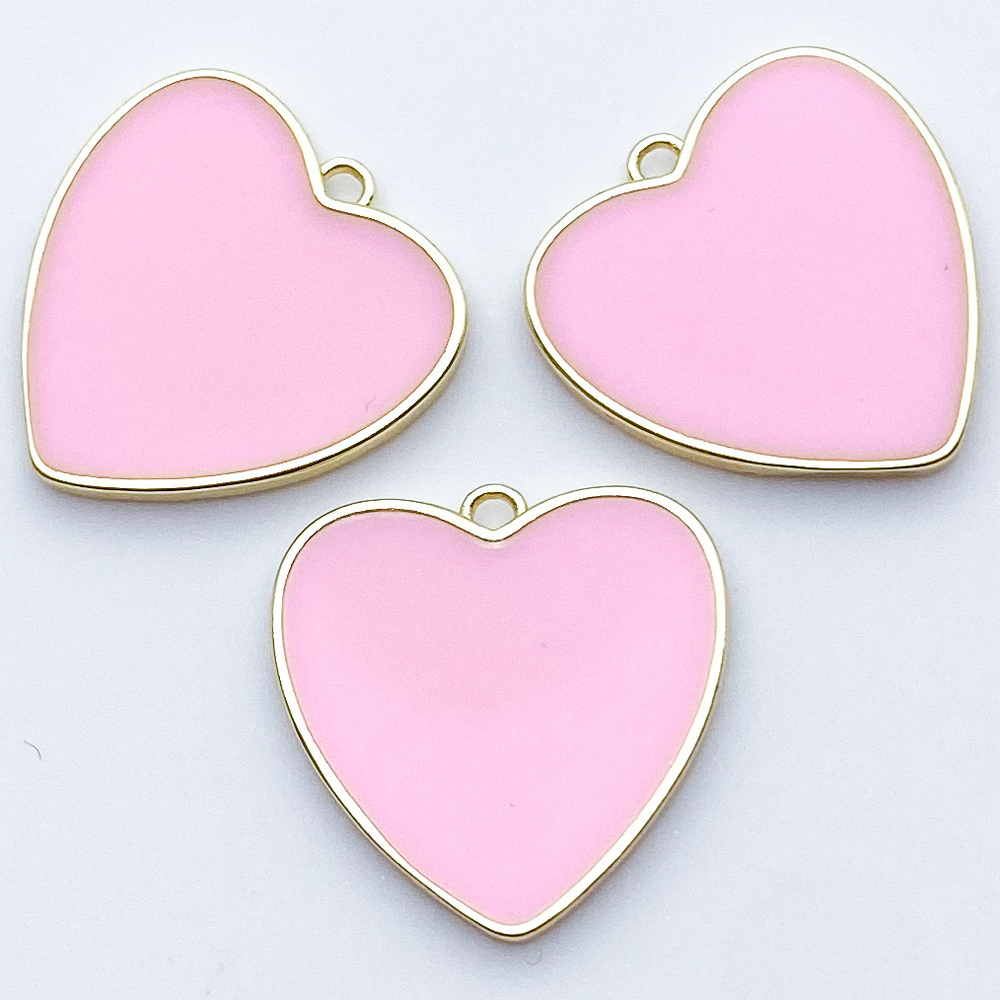 Подвеска Сердце, цвет золото+розовый, размер 21*20 мм, цена за 1 шт