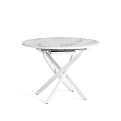 Стол MANZANA ЛДСП/HPL/металл, 100 х 100+30 х 75 см, Мрамор светлый/белый