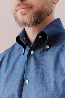 Рубашка button-down из денима синяя