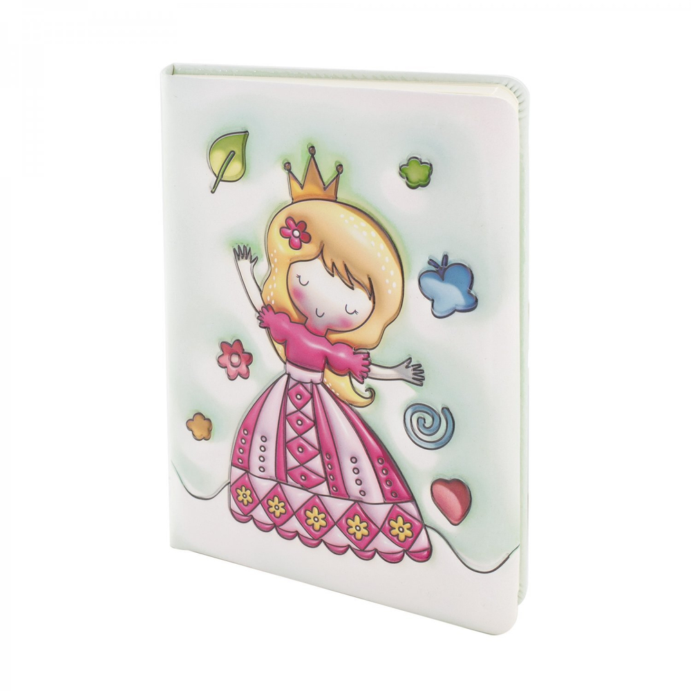 Записная книжка 12,5 см * 18,0 см , 7БЦ, Alingar, PU, поролон, конгрев, эффект 3D, 80л., клетка, "Принцесса"