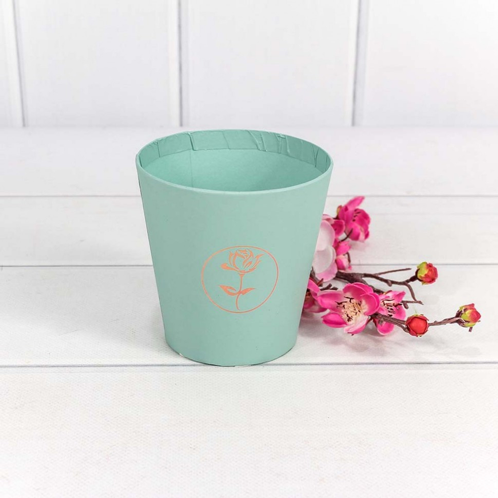 Коробка Ваза для цветов 10.7х10.6 см "Мини" с тиснением (Тиффани)