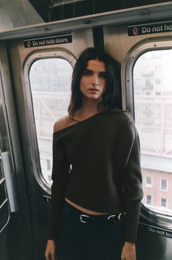 ZARA АСИММЕТРИЧНЫЙ ТОП В РУБЧИК, ХАКИ