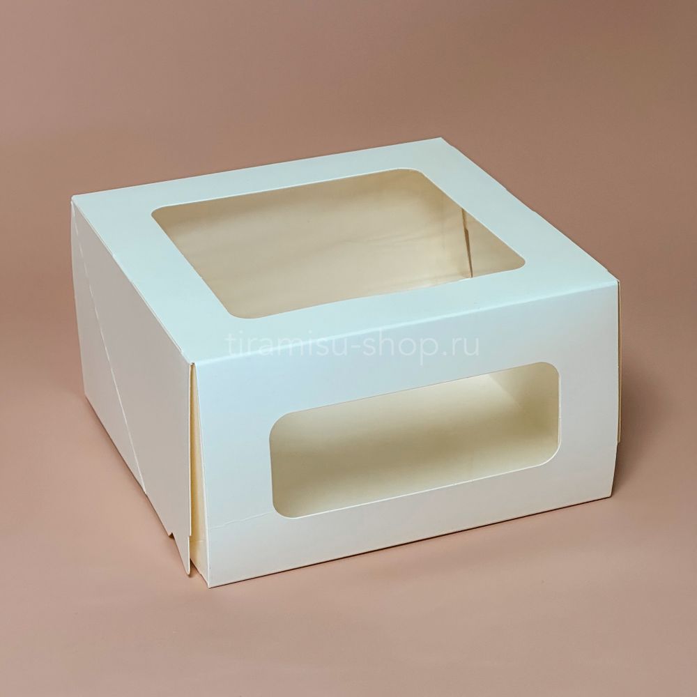 Коробка для торта Cake Window White белая 18 х 18 х 10 см