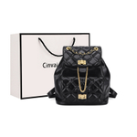 CinvaiKrose PU Backpack Travel Bag Medium Women"s Black/Ecru