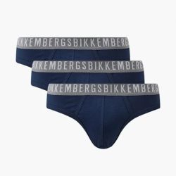 Мужские трусы брифы синие набор 3 в 1 Bikkembergs CLASSIC BKK1USP02TR